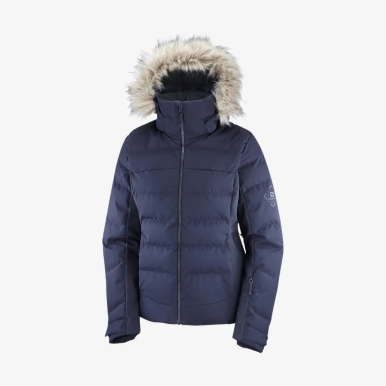 Navy Salomon Stormcozy Insulated Hoodie Women's Ski Jackets | IE WA6897